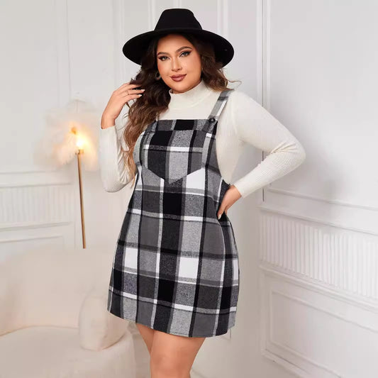 Plus Size Loose-Fit Suspender Dresses