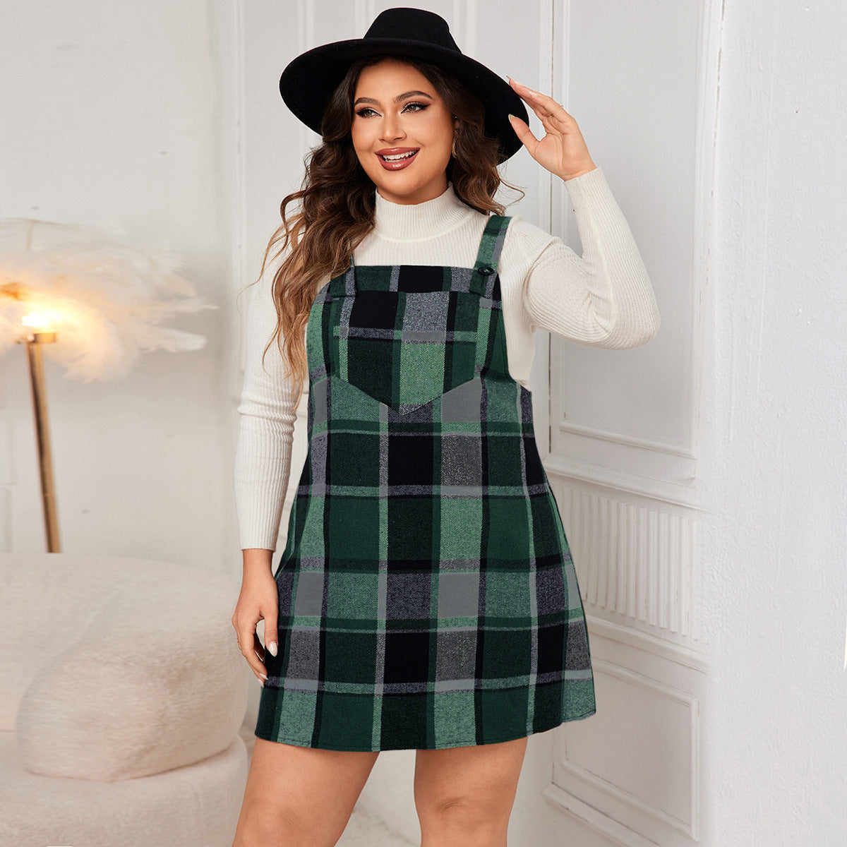 Plus Size Loose-Fit Suspender Dresses