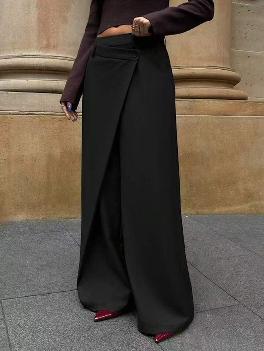 Asymmetrical-Seam Drapey Suit Trousers