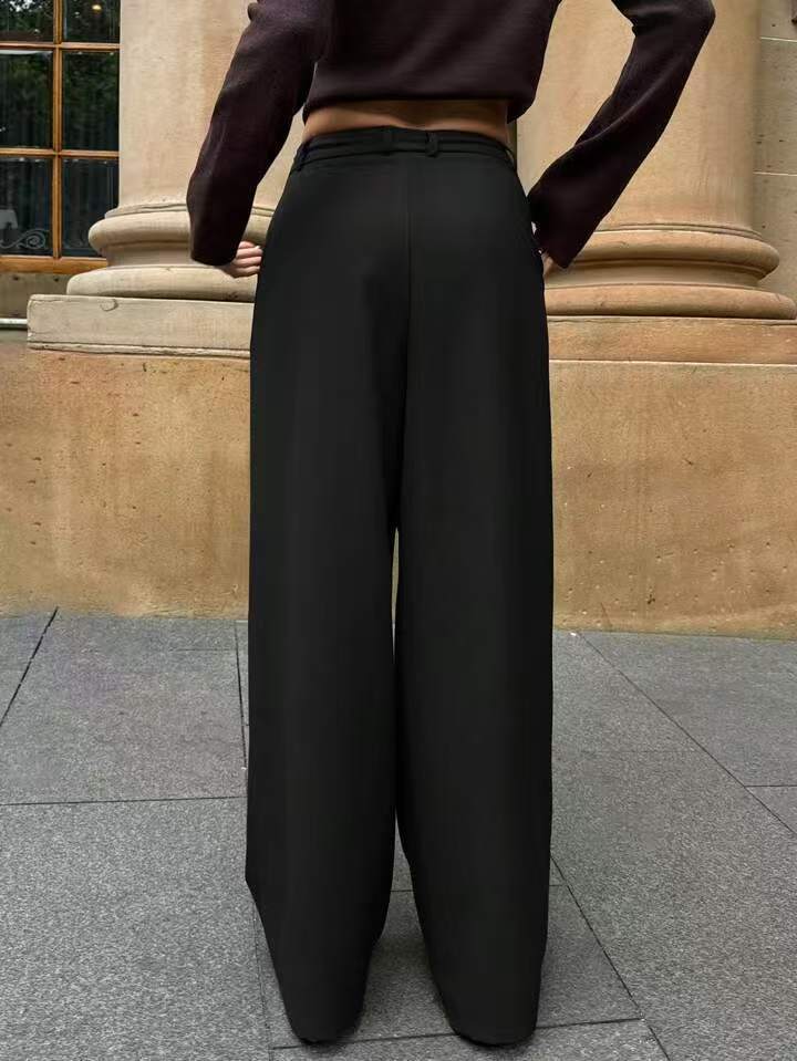 Asymmetrical-Seam Drapey Suit Trousers