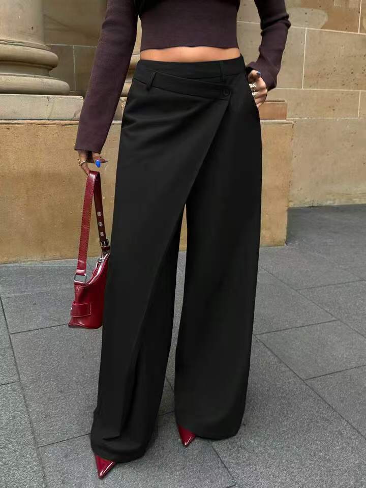 Asymmetrical-Seam Drapey Suit Trousers