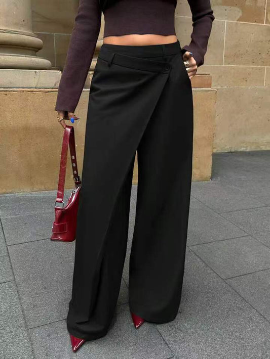 Asymmetrical-Seam Drapey Suit Trousers