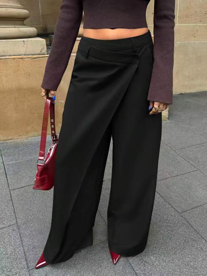 Asymmetrical-Seam Drapey Suit Trousers