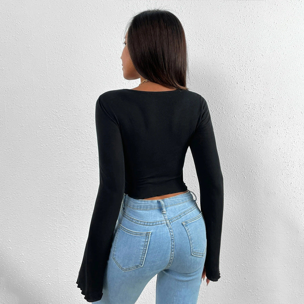 Asymmetric Knit Long-Sleeve Shirts