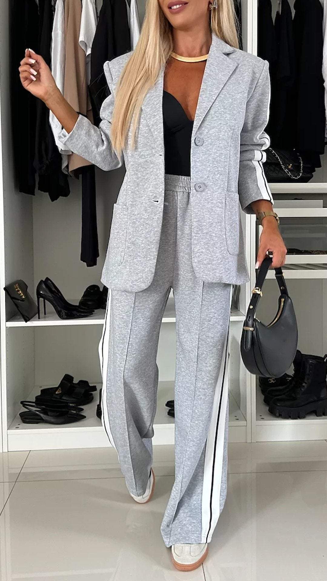 Long-Sleeved Collared Casual Suit Sets
