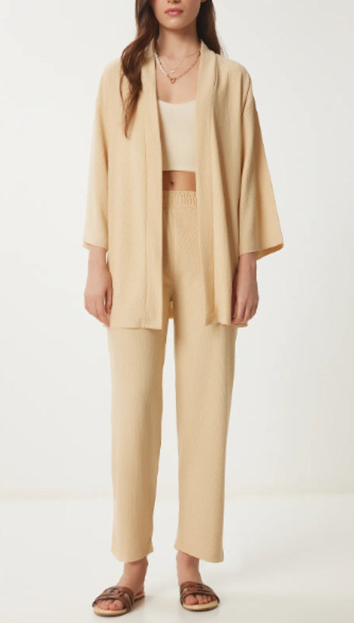 Solid-Color Cardigan Two-Piece Sets