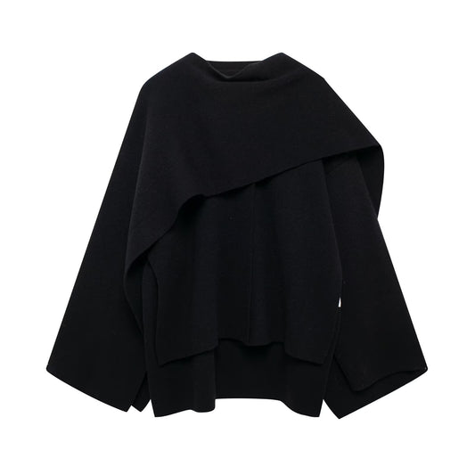 Asymmetrical Scarf Short Knit Coats Jackets