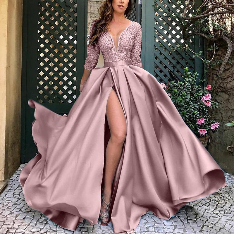 Lace Sequin Full-Skirted Train Dresses