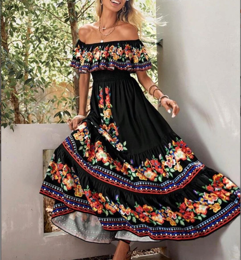 One-Shoulder Printed Maxi Dresses