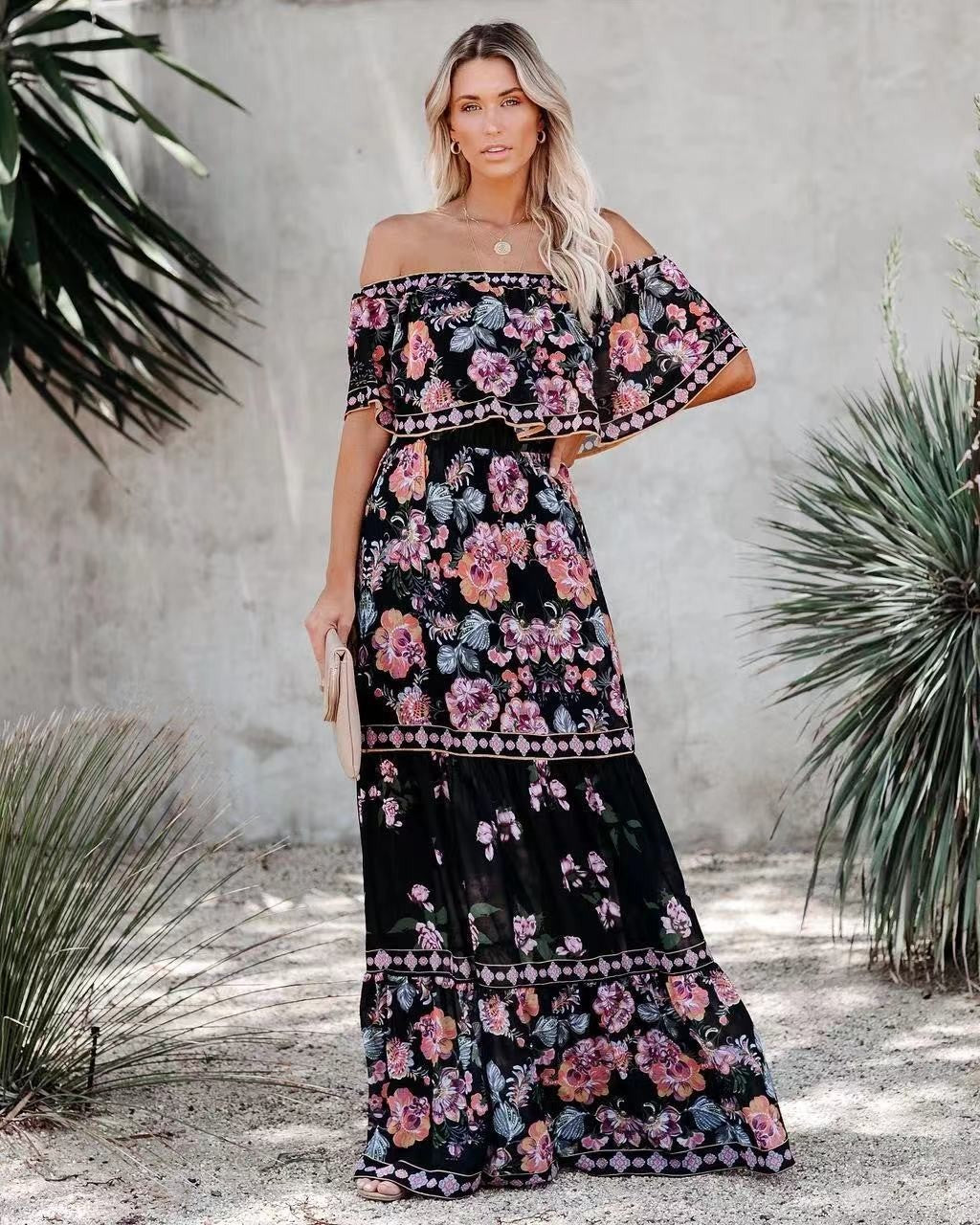 One-Shoulder Printed Maxi Dresses