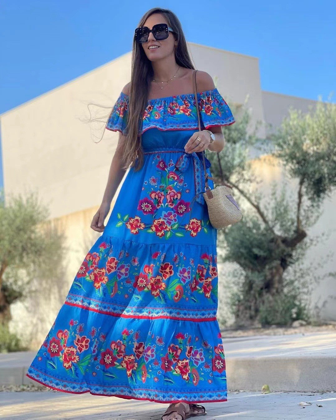 One-Shoulder Printed Maxi Dresses