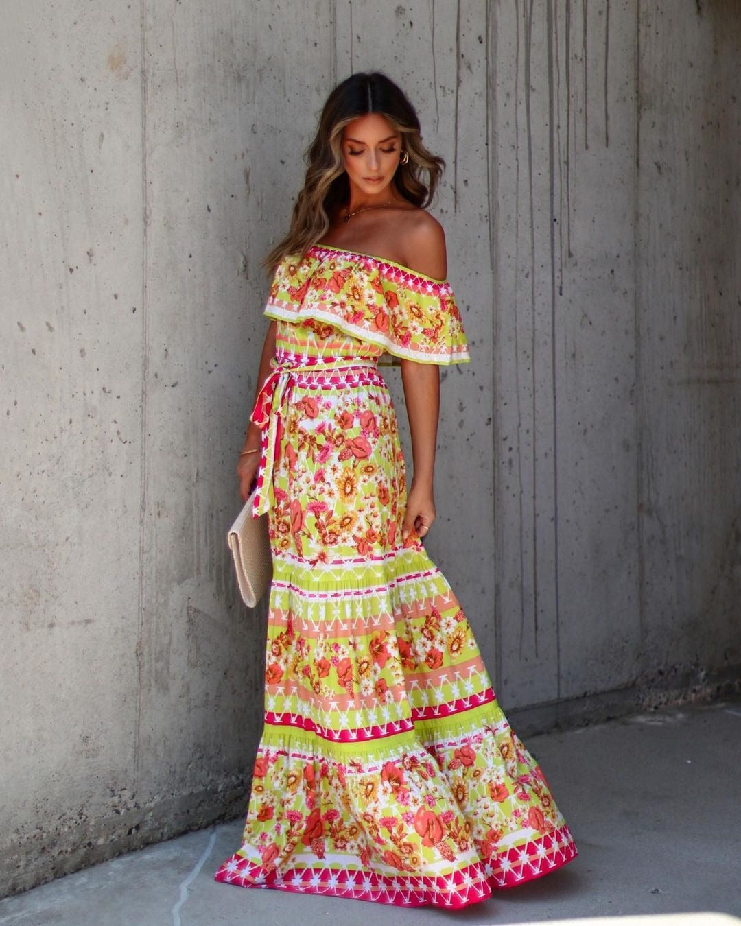 One-Shoulder Printed Maxi Dresses
