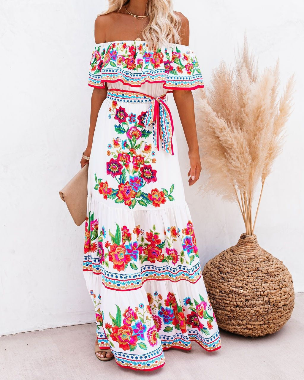 One-Shoulder Printed Maxi Dresses