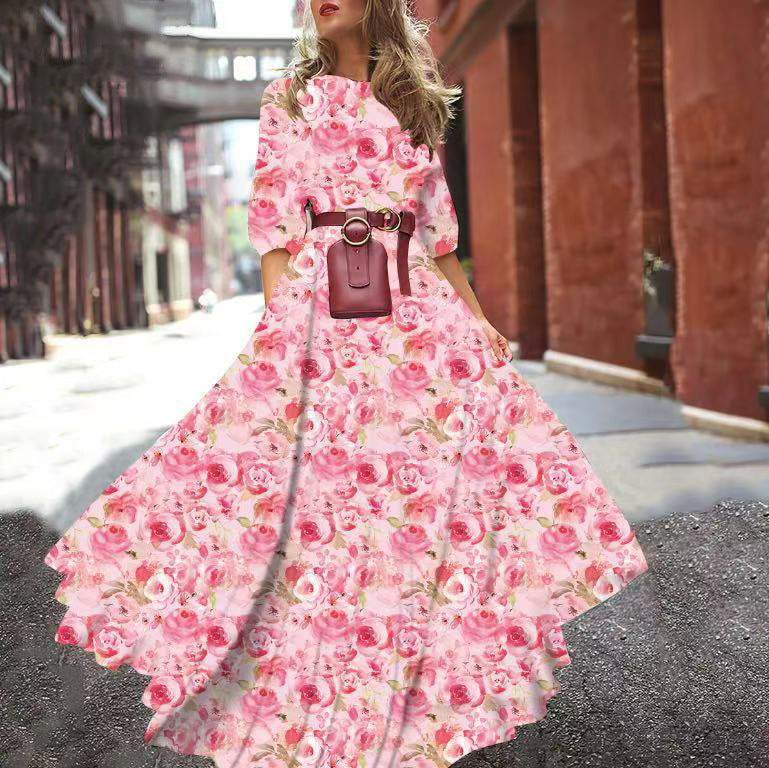 Chiffon Floral Print Maxi Dresses