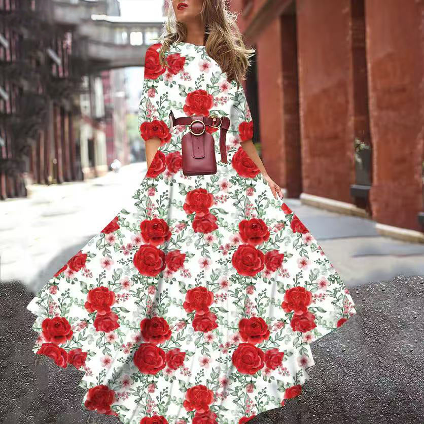 Chiffon Floral Print Maxi Dresses