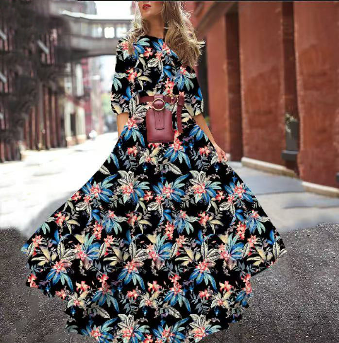 Chiffon Floral Print Maxi Dresses