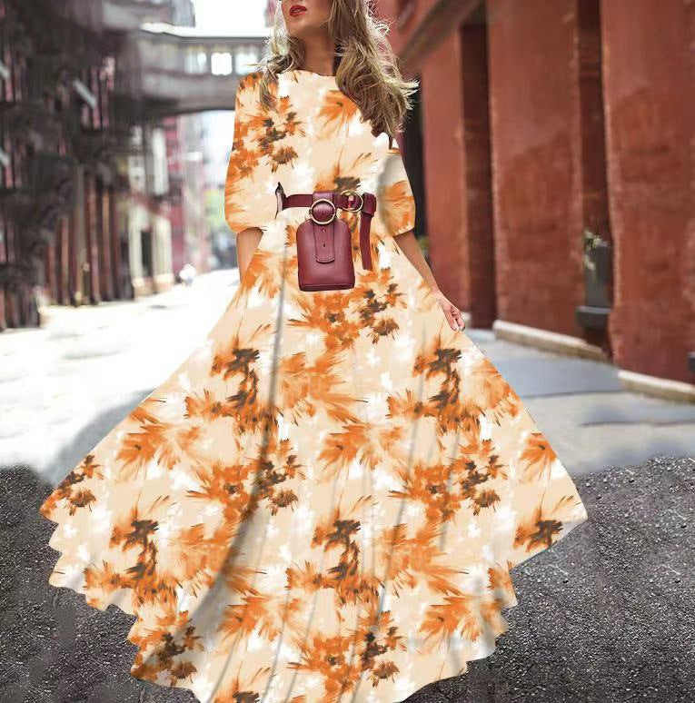 Chiffon Floral Print Maxi Dresses