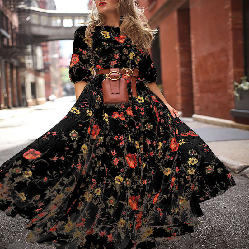 Chiffon Floral Print Maxi Dresses