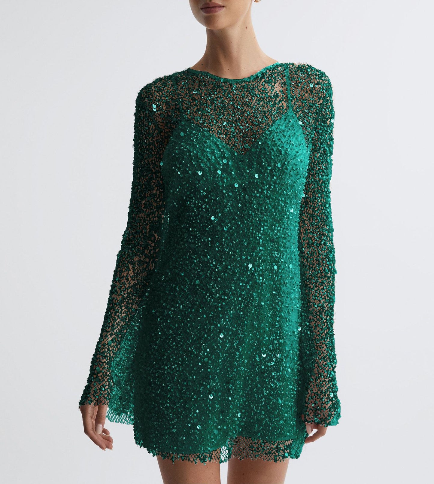 Spray Pearl Spaghetti Strap Dress