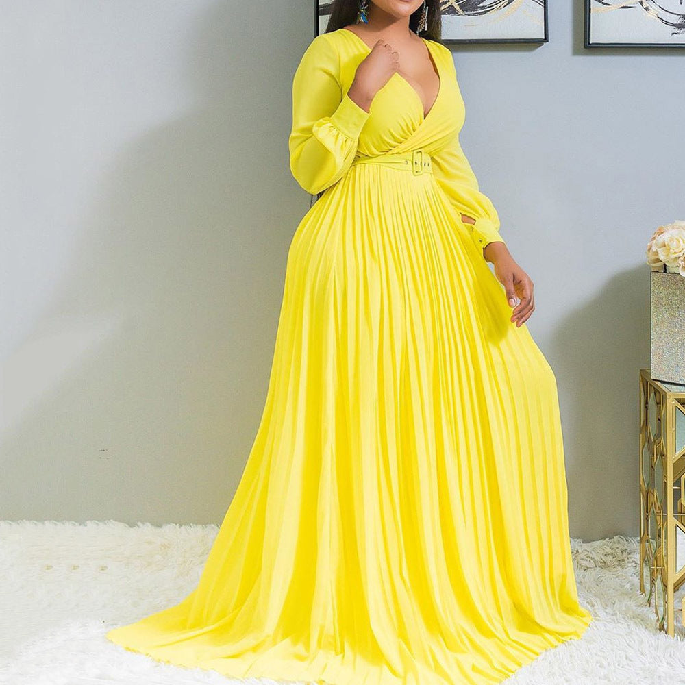 Cross-front Pleated Dresses
