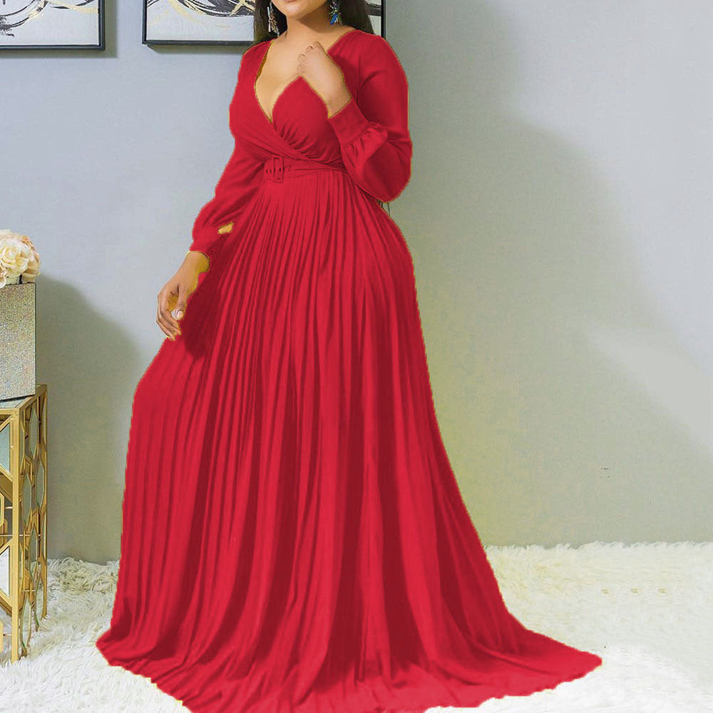 Cross-front Pleated Dresses
