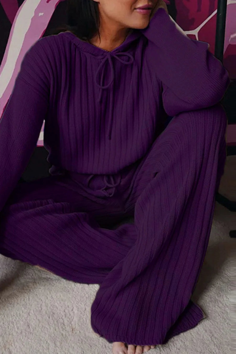 Ribbed Drawstring Outfit Sets