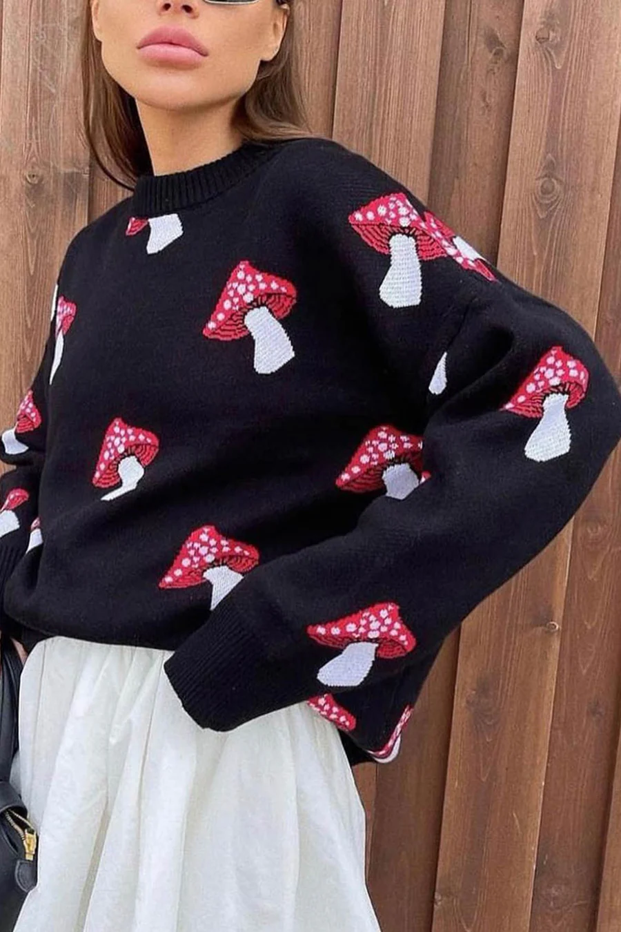 Mushroom Graphic Pullover Sweaters