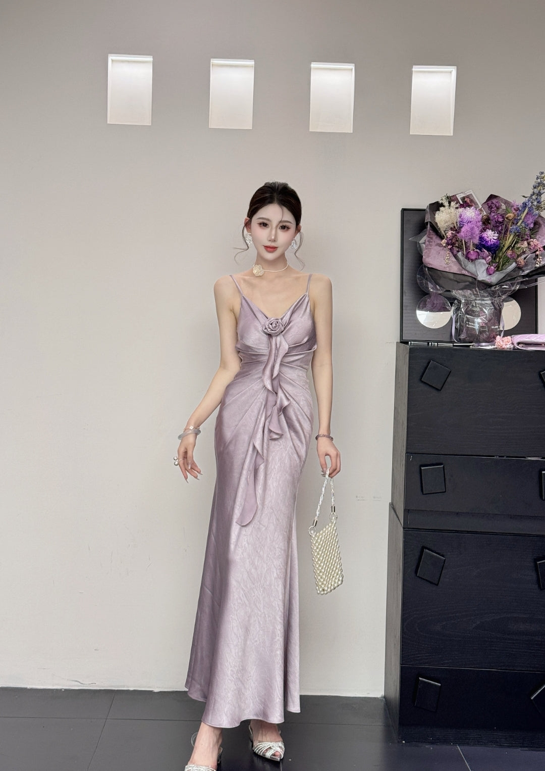 Satin Tie-Back Strapless Dresses