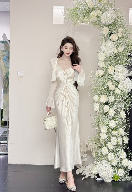 Satin Tie-Back Strapless Dresses