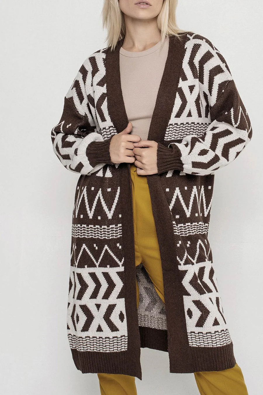 Vintage Jacquard Patchwork Long Cardigans