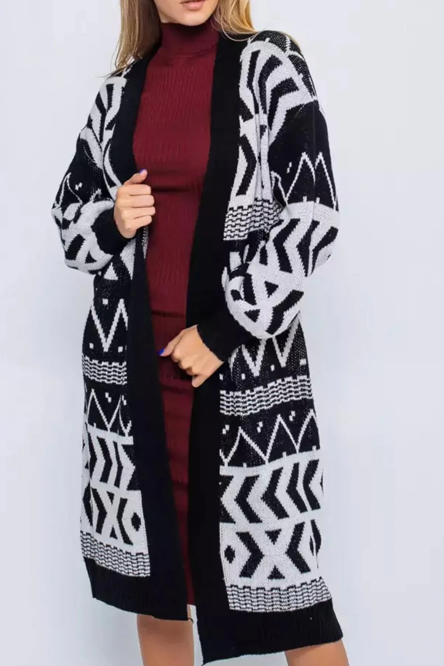 Vintage Jacquard Patchwork Long Cardigans