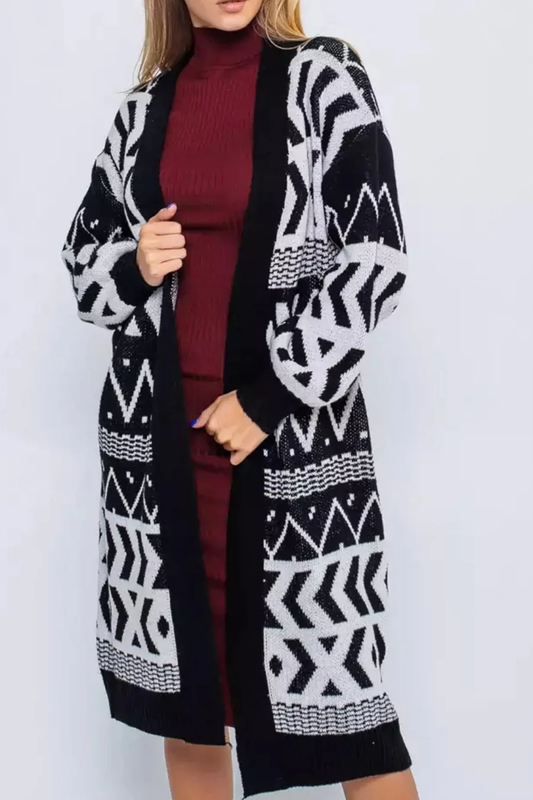 Vintage Jacquard Patchwork Long Cardigans