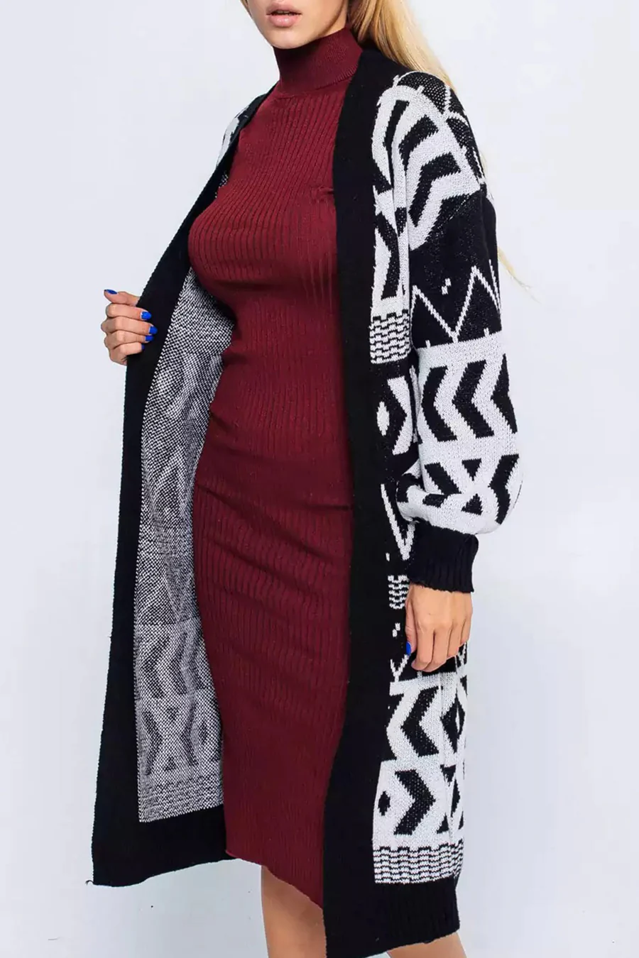 Vintage Jacquard Patchwork Long Cardigans