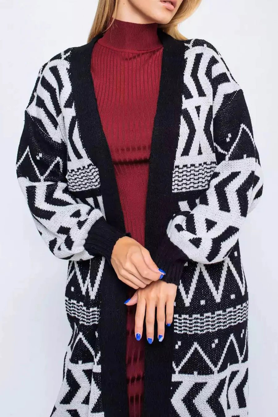 Vintage Jacquard Patchwork Long Cardigans