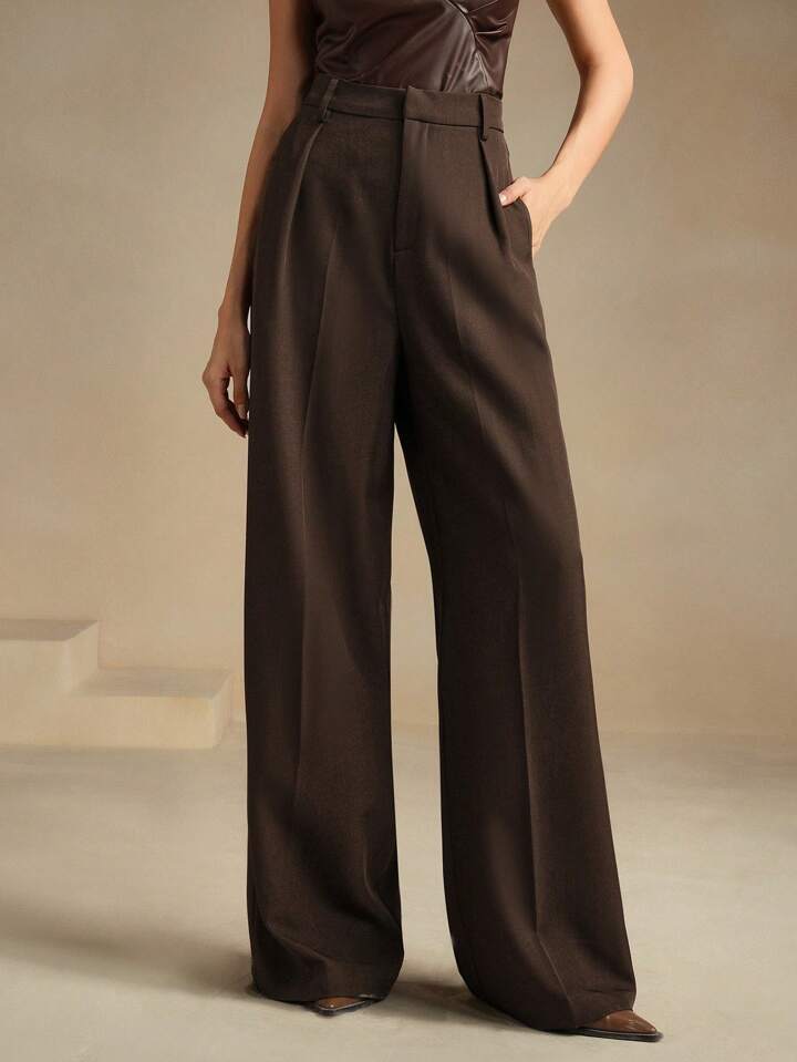 Solid Color Straight-Leg Suit Pants