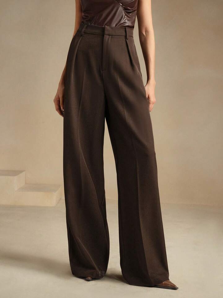 Solid Color Straight-Leg Suit Pants