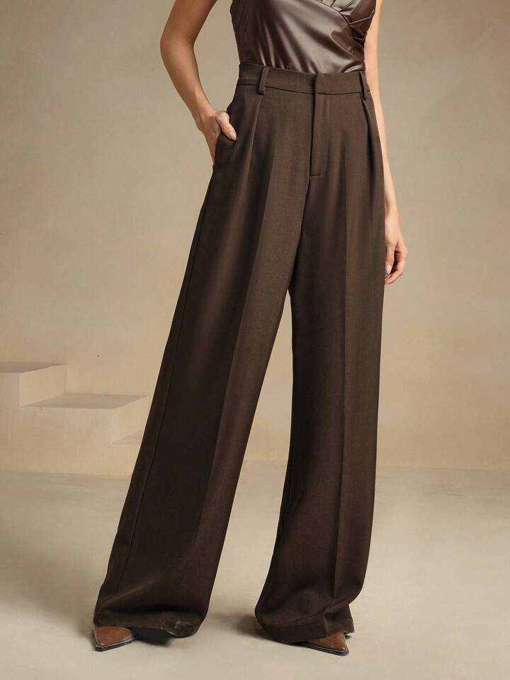 Solid Color Straight-Leg Suit Pants
