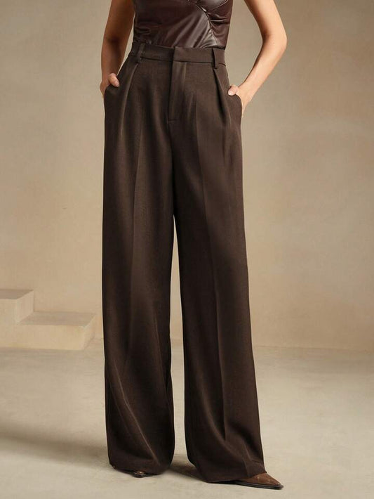 Solid Color Straight-Leg Suit Pants