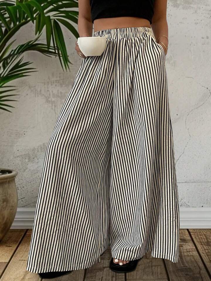 Striped Wide-leg Pants