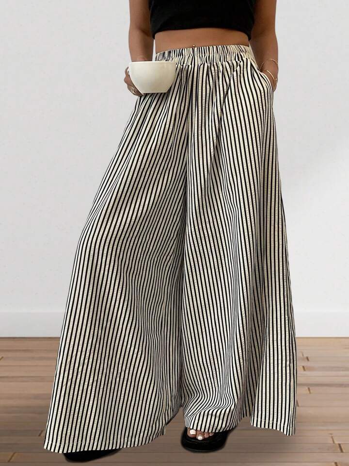 Striped Wide-leg Pants