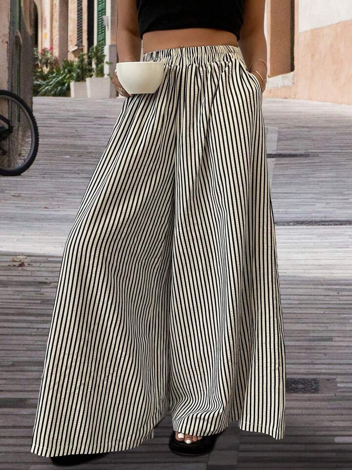 Striped Wide-leg Pants