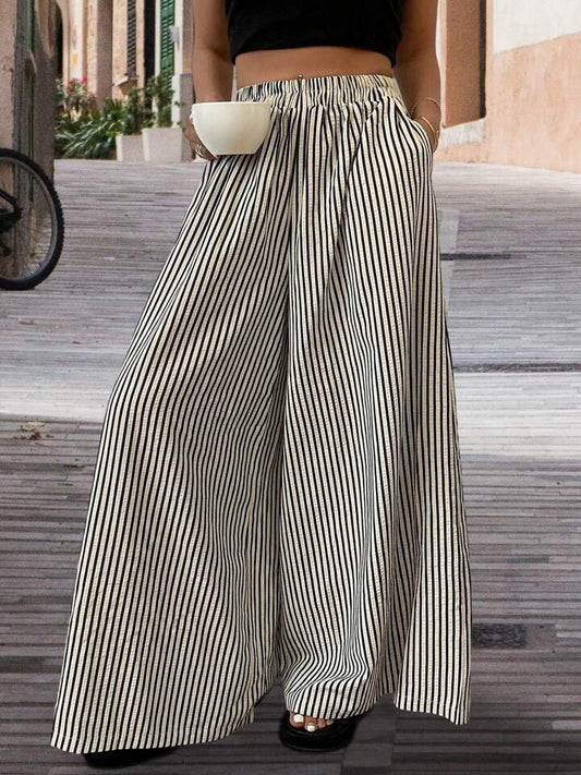 Striped Wide-leg Pants