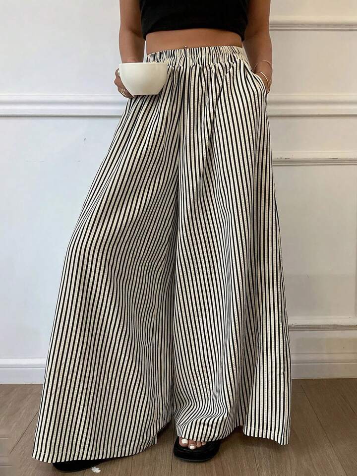 Striped Wide-leg Pants