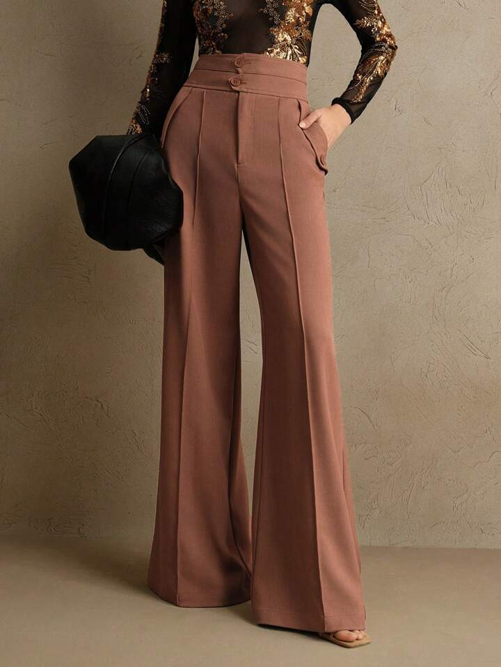Draped Bell-Bottom Pants