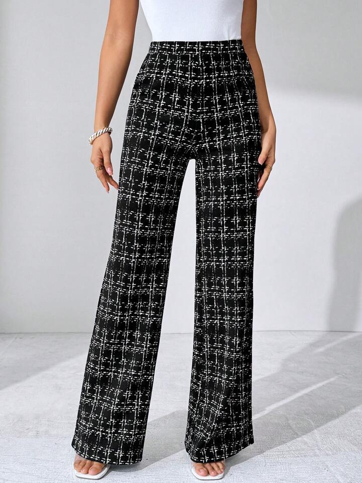 Casual Plaid Print Pants