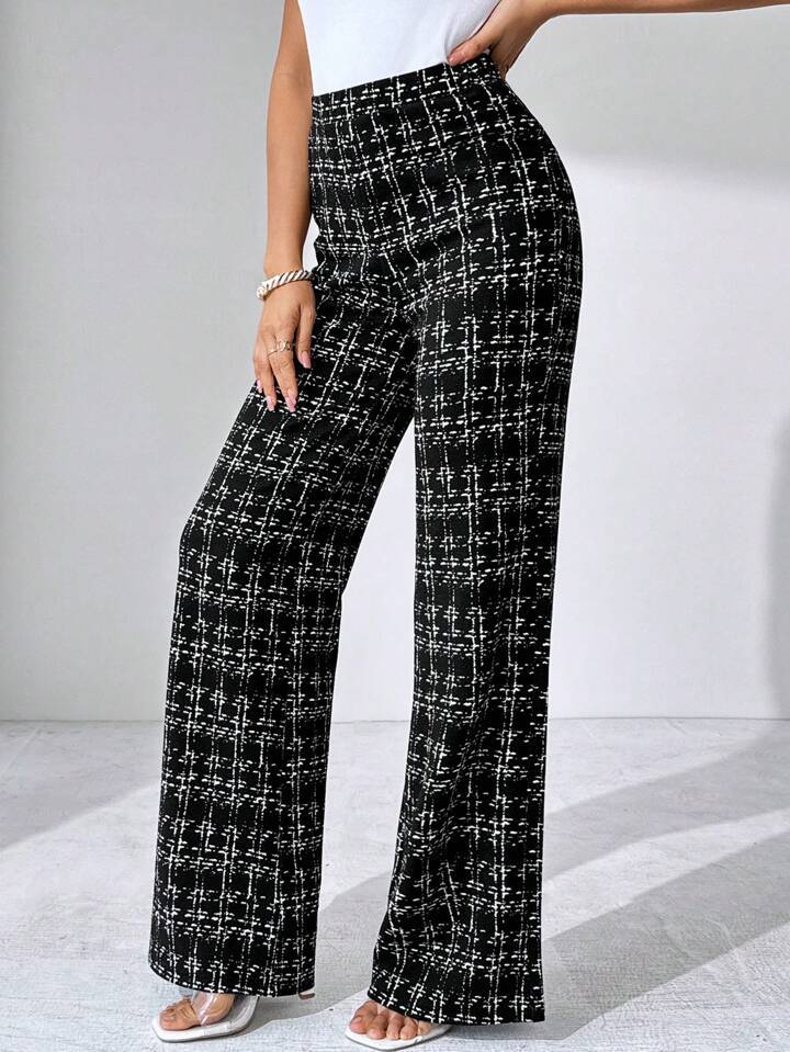 Casual Plaid Print Pants