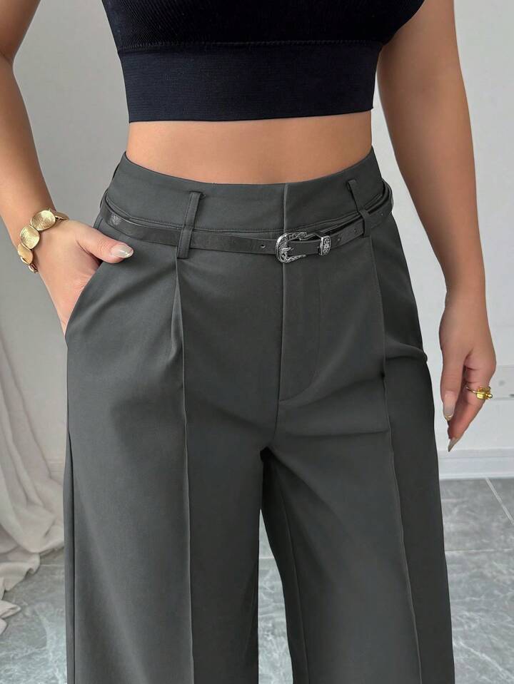 High-Waisted Straight Leg Dress Pants