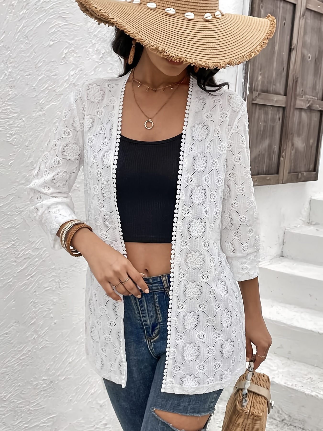 Lace-Trimmed Cardigan Jacket