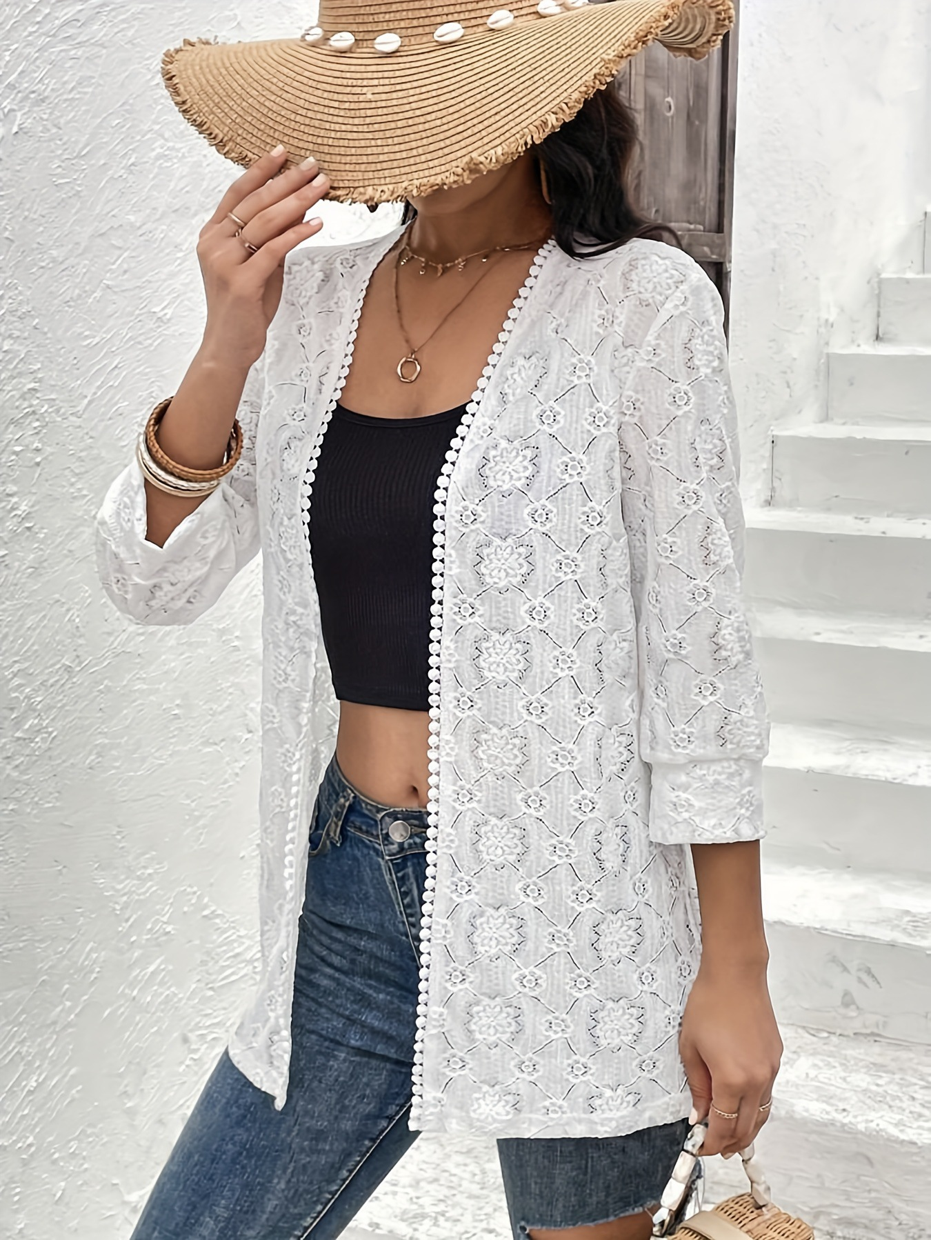 Lace-Trimmed Cardigan Jacket