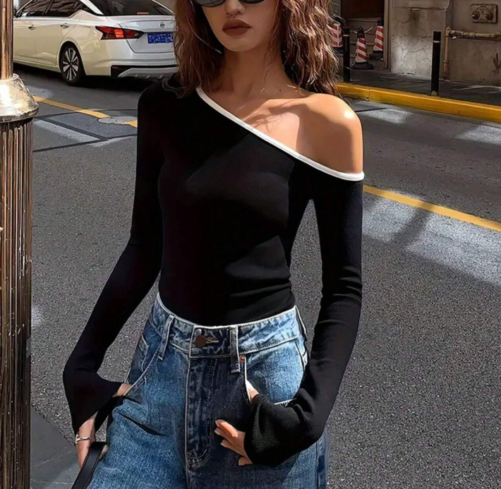 Slanted-Neck T-Shirts